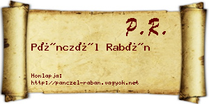 Pánczél Rabán névjegykártya